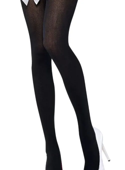 Beyaz Fiyonklu Siyah Jartiyer Çorabı TM1196 - 2