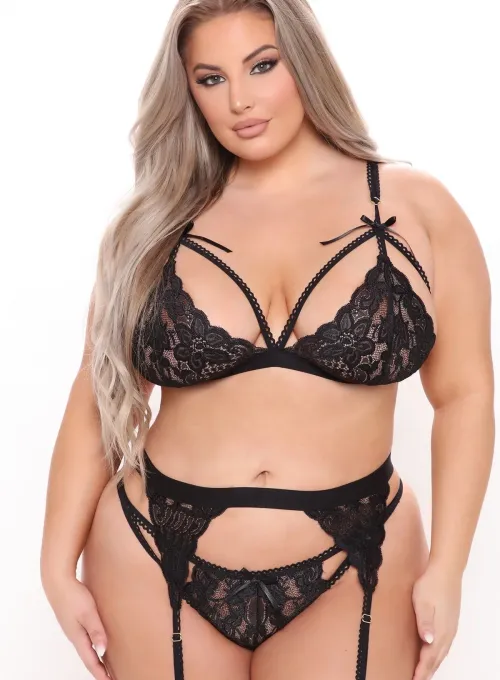 Siyah Dantelli Büyük Beden Jartiyer Takımı TM1296 - 2