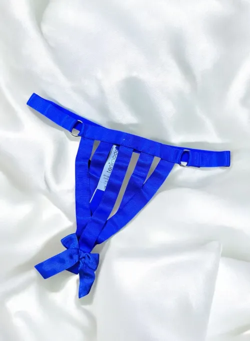 Fiyonk Detaylı Balenli Mavi Fantazi Sütyen Takımı TM1354 - 4