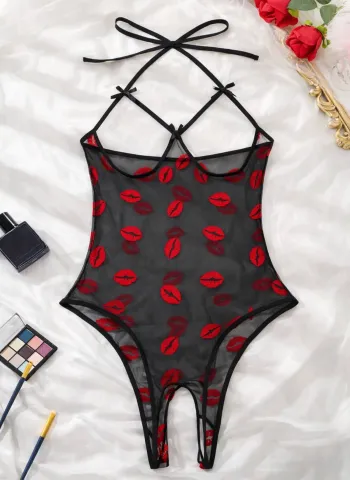 Siyah Transparan Tül Fantazi Gecelik TM1191 - 2