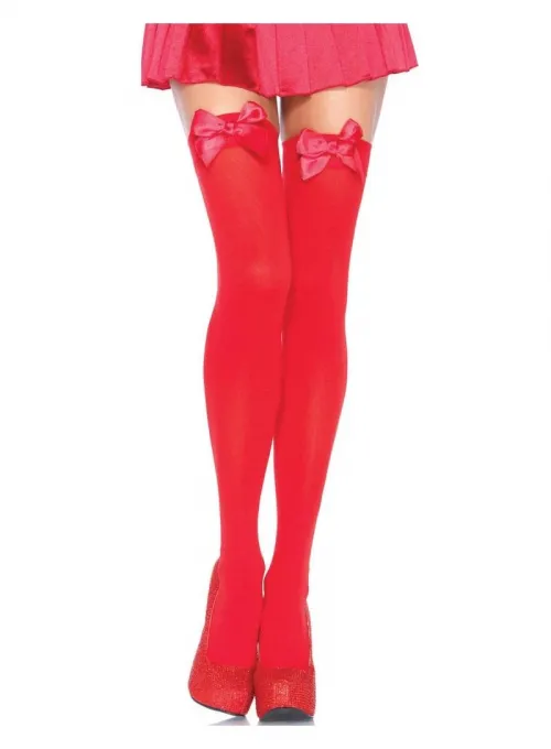 Kırmızı Fiyonklu Kırmızı Jartiyer Çorabı TM1211