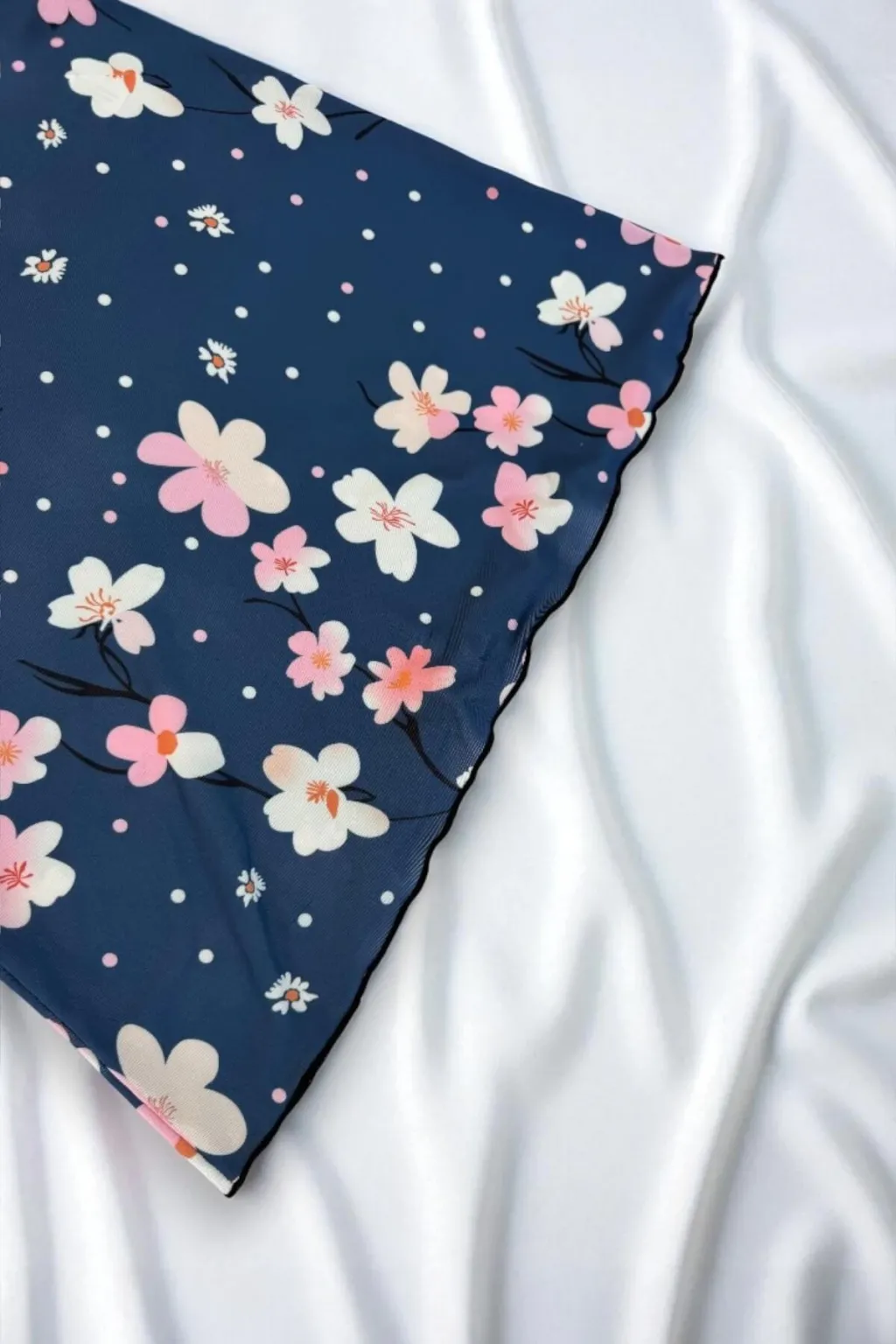 Çiçek Desenli Mavi Askılı Gecelik - 2