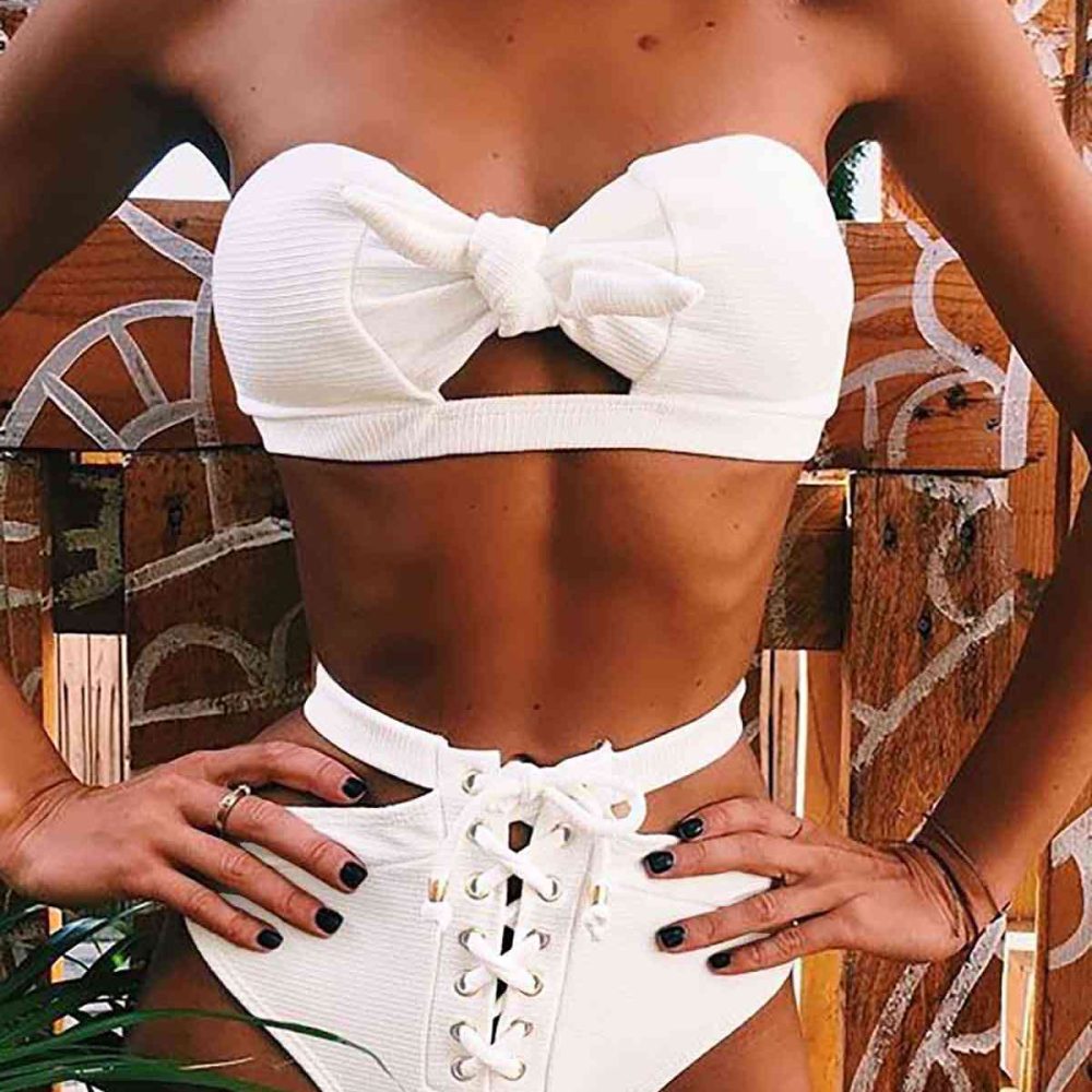 Angelsin Özel Tasarım Bikini Takım Beyaz