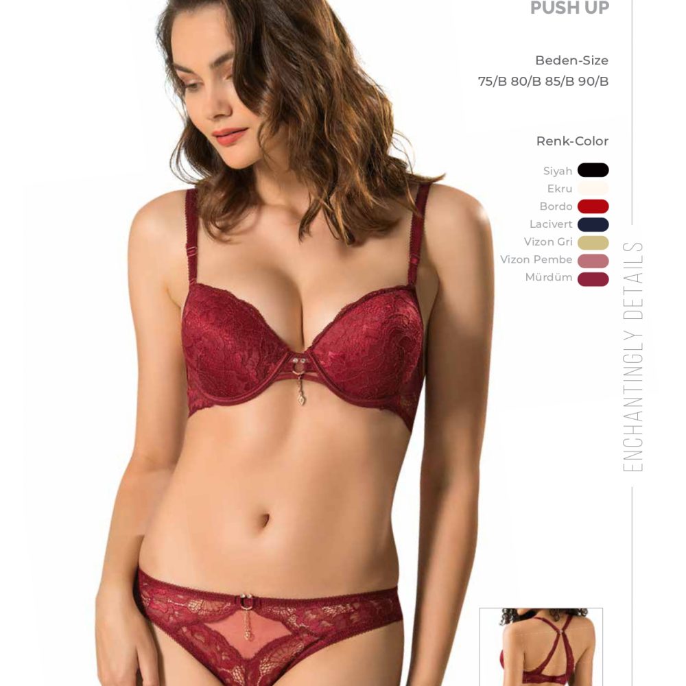 5040 Le Jardin İç Giyim Sütyen Takım SLİKONLU TAŞLI CYBELE PUSH UP BRA TAKIM