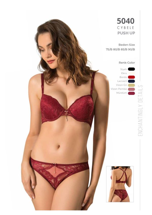 5040 Le Jardin İç Giyim Sütyen Takım SLİKONLU TAŞLI CYBELE PUSH UP BRA TAKIM