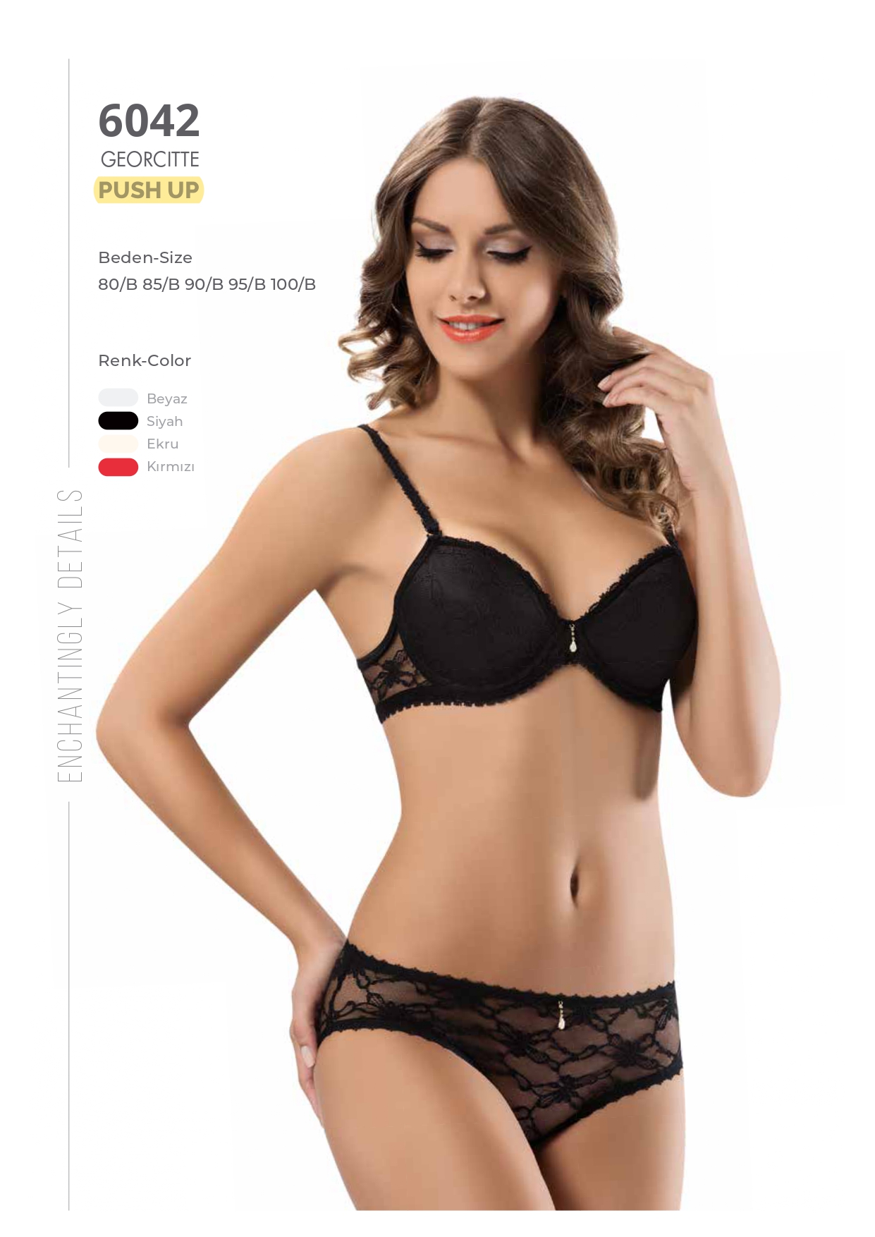 6042 Le Jardin İç Giyim Sütyen Takım DANTEL GEORCITTE PUSH UP BRA TAKIM