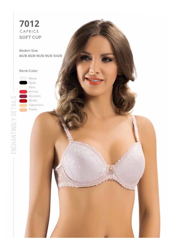 7012 Le Jardin İç Giyim Sütyen DESTEKSİZ DOLGUSUZ DANTELLİ SOFT CUP CAPRICE SÜTYEN